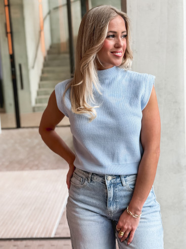 Pull sans manches Lydie - Bleu ciel