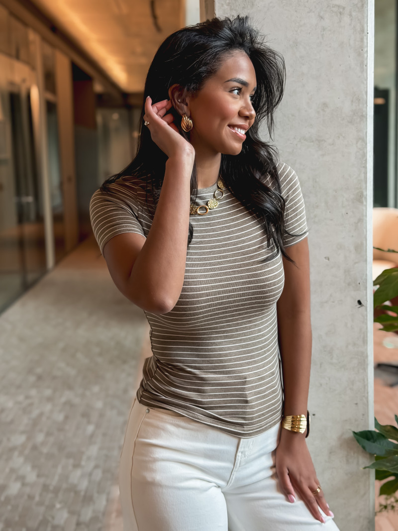 T-shirt ligné Talie - Taupe