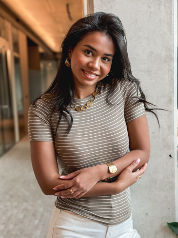 T-shirt ligné Talie - Taupe T-shirt ligné Talie - Taupe