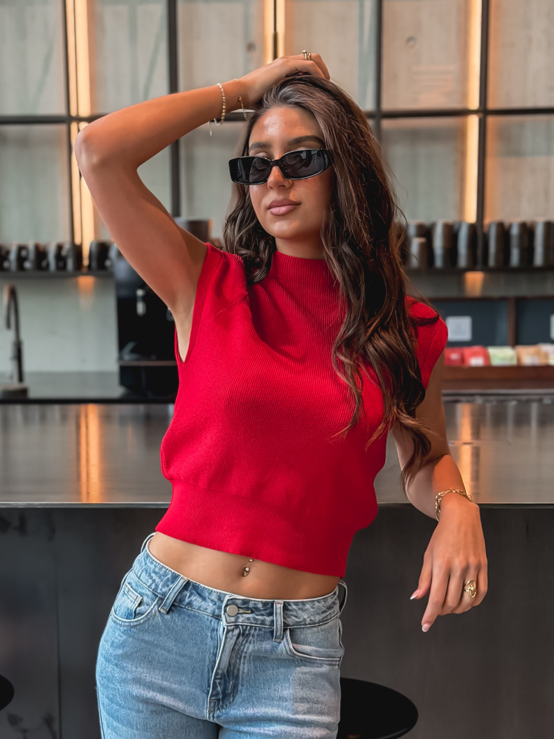 Pull sans manches Lydie - Rouge