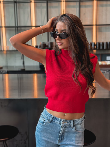 Blouse sans manches Lydie - Rouge