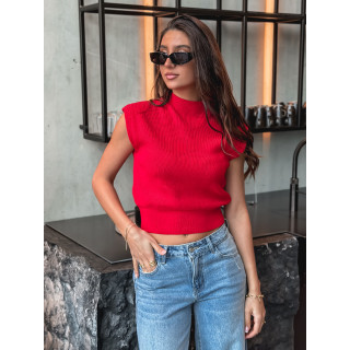 Pull sans manches Lydie - Rouge