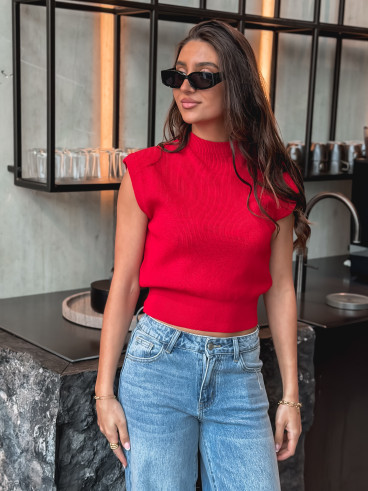 Blouse sans manches Lydie - Rouge