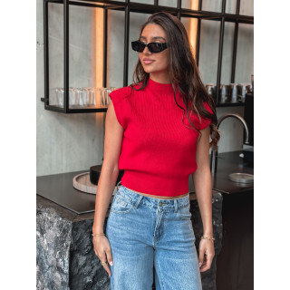 Blouse sans manches Lydie - Rouge