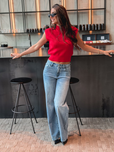 Blouse sans manches Lydie - Rouge