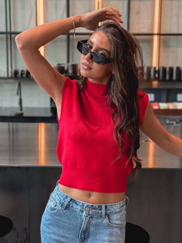 Blouse sans manches Lydie - Rouge