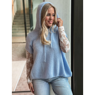 Pull à capuche Daïna  - Bleu ciel