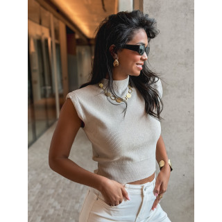 Blouse sans manches Lydie - Beige clair