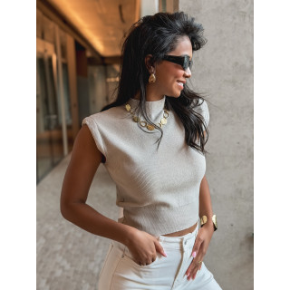 Blouse sans manches Lydie - Beige clair