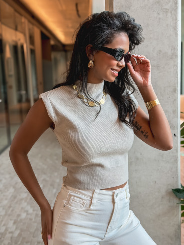 Blouse sans manches Lydie - Beige