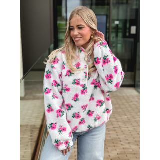 Pull en teddy Laïda - Ecru/Rose