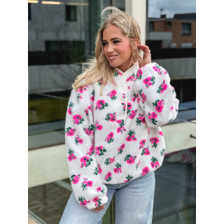 Pull en teddy Laïda - Ecru/Rose