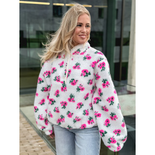 Pull en teddy Laïda - Ecru/Rose