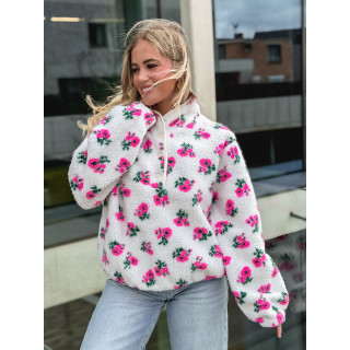 Pull en teddy Laïda - Ecru/Rose