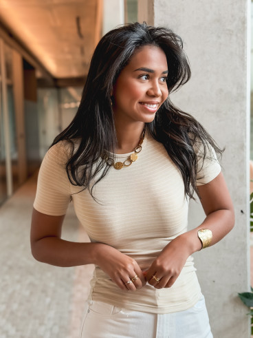 T-shirt ligné Talie - Beige