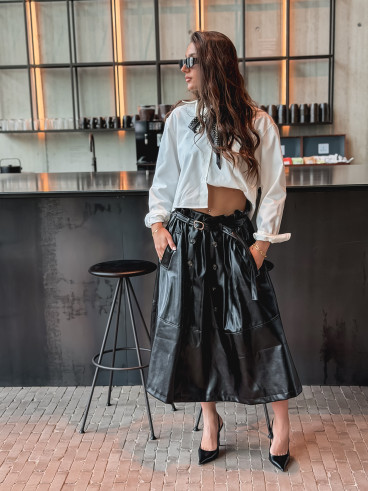 Jupe longue en simili Catalina - Noir