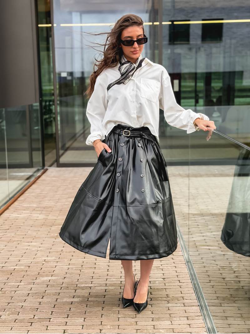 Jupe longue en simili Catalina - Noir