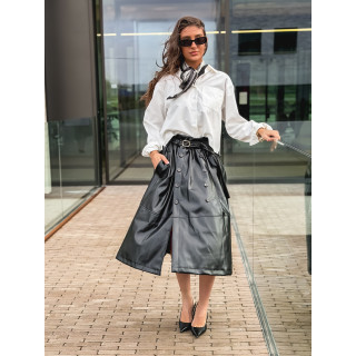 Jupe longue en simili Catalina - Noir