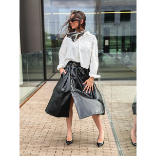 Jupe longue en simili Catalina - Noir