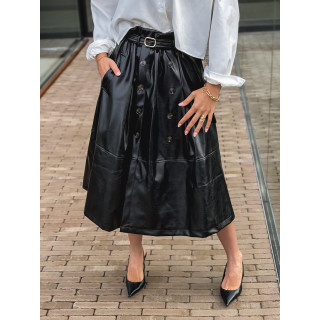 Jupe longue en simili Catalina - Noir