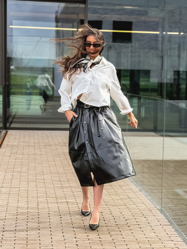 Jupe longue en simili Catalina - Noir