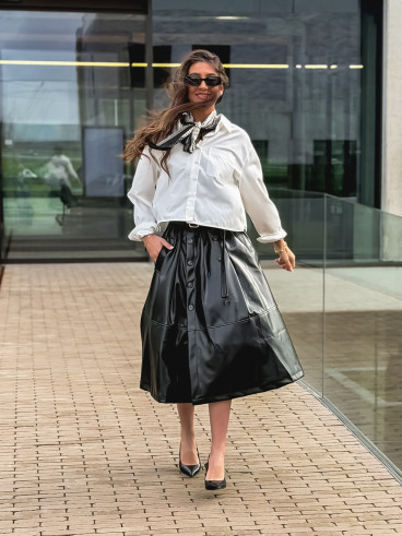 Jupe longue en simili Catalina - Noir