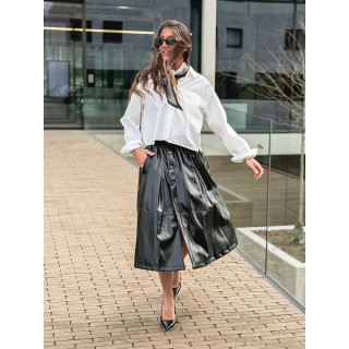 Jupe longue en simili Catalina - Noir