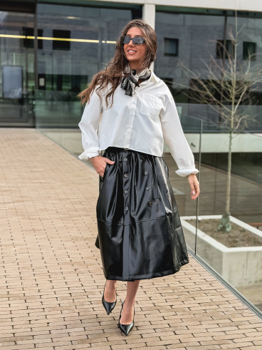 Jupe longue en simili Catalina - Noir