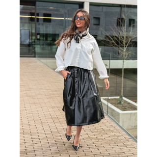 Jupe longue en simili Catalina - Noir