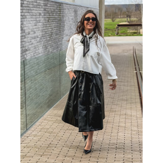 Jupe longue en simili Catalina - Noir