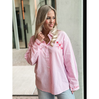 Chemise lignée "OXO" - Rose