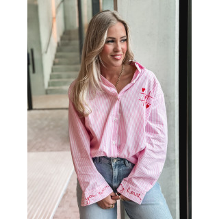 Chemise lignée "OXO" - Rose