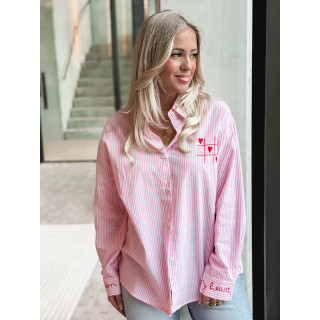 Chemise lignée "OXO" - Rose