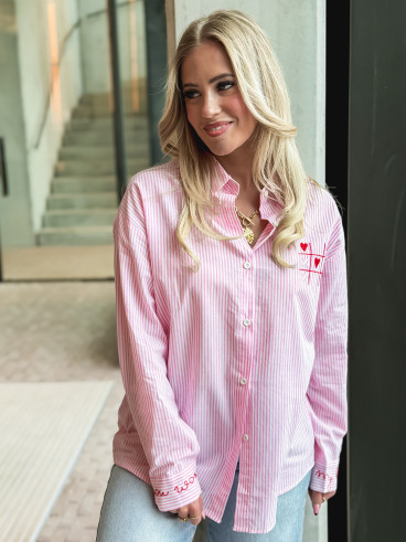 Chemise lignée "OXO" - Rose Chemise lignée "OXO" - Rose