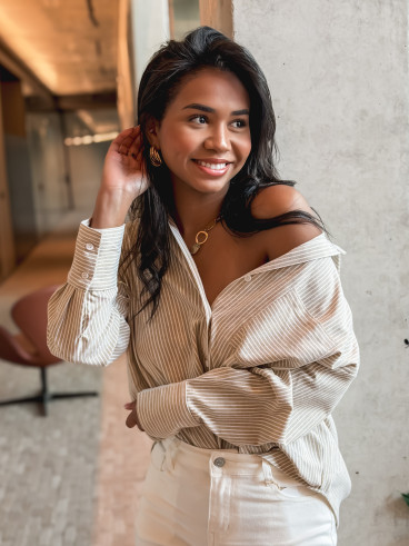 Chemise lignée Sandrine - Beige