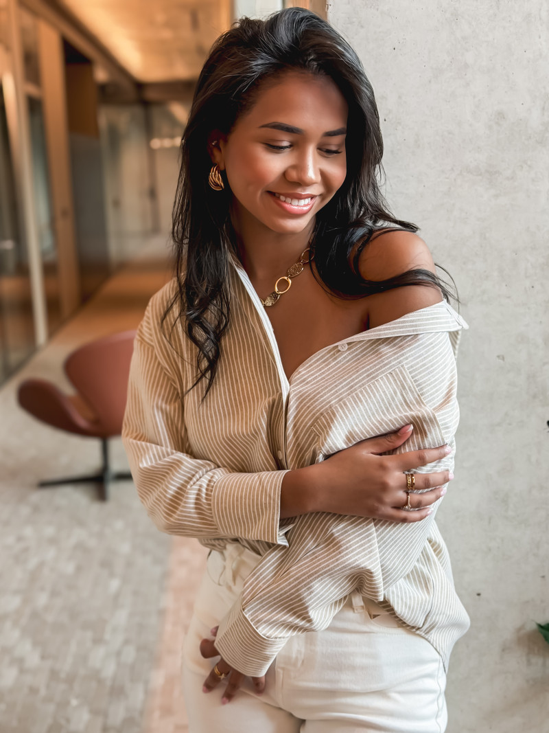 Chemise lignée Sandrine - Beige