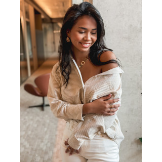 Chemise lignée Sandrine - Beige