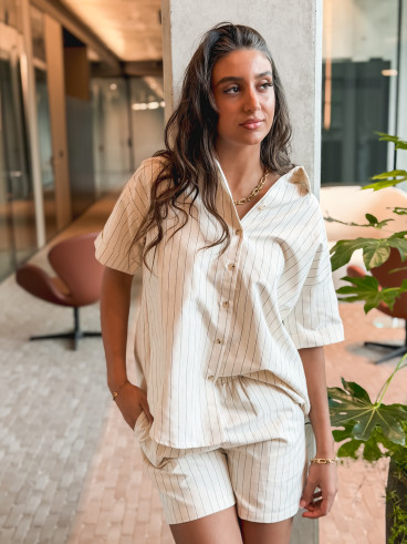 Chemise lignée Jordana - Ecru