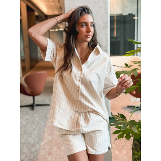 Chemise lignée Jordana - Ecru