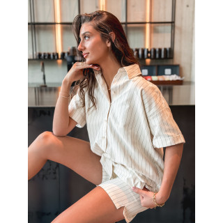 Chemise lignée Jordana - Ecru