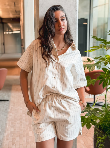 Short ligné Jordana - Ecru