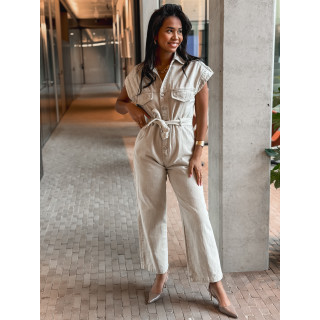 Combinaison en jeans Bélinda - Beige