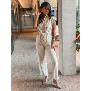 Combinaison en jeans Bélinda - Beige