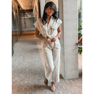 Combinaison en jeans Bélinda - Beige