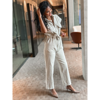 Combinaison en jeans Bélinda - Beige