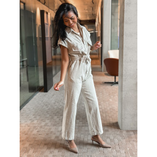 Combinaison en jeans Bélinda - Beige