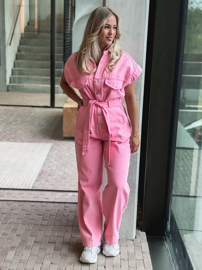 Combinaison en jeans Bélinda - Rose