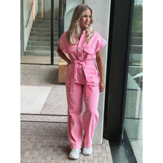 Combinaison en jeans Bélinda - Rose