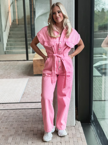 Combinaison en jeans Bélinda - Rose