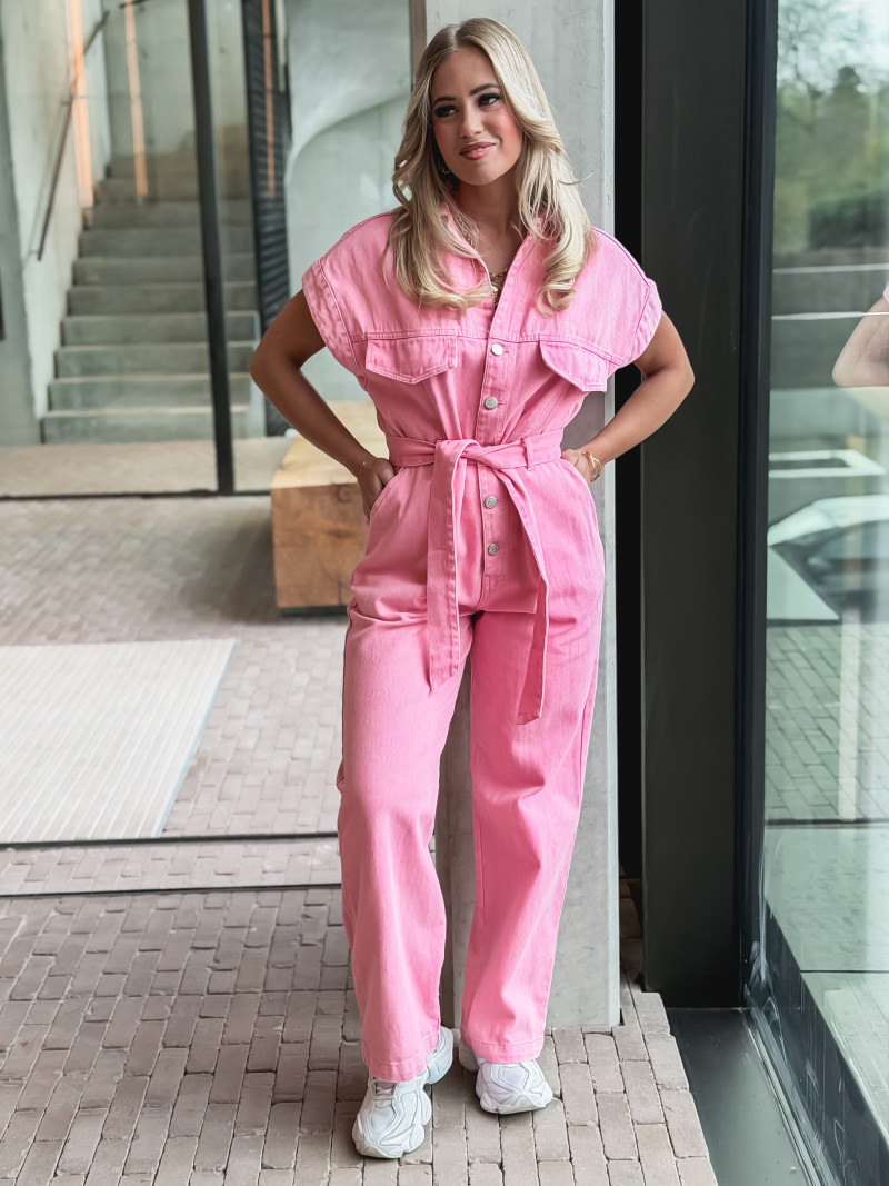 Combinaison en jeans Bélinda - Rose Combinaison en jeans Bélinda - Rose